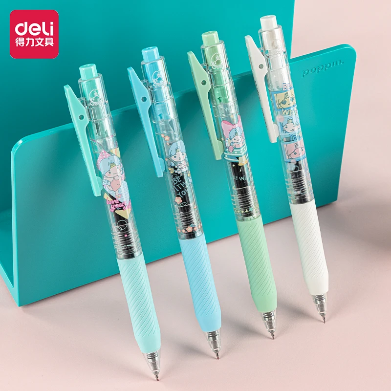 Deli 4pcs 0.38mm Gel Pen Black Ink High-quality Pen Signature Pen School Supplies Office Supplies Stationery For Writing