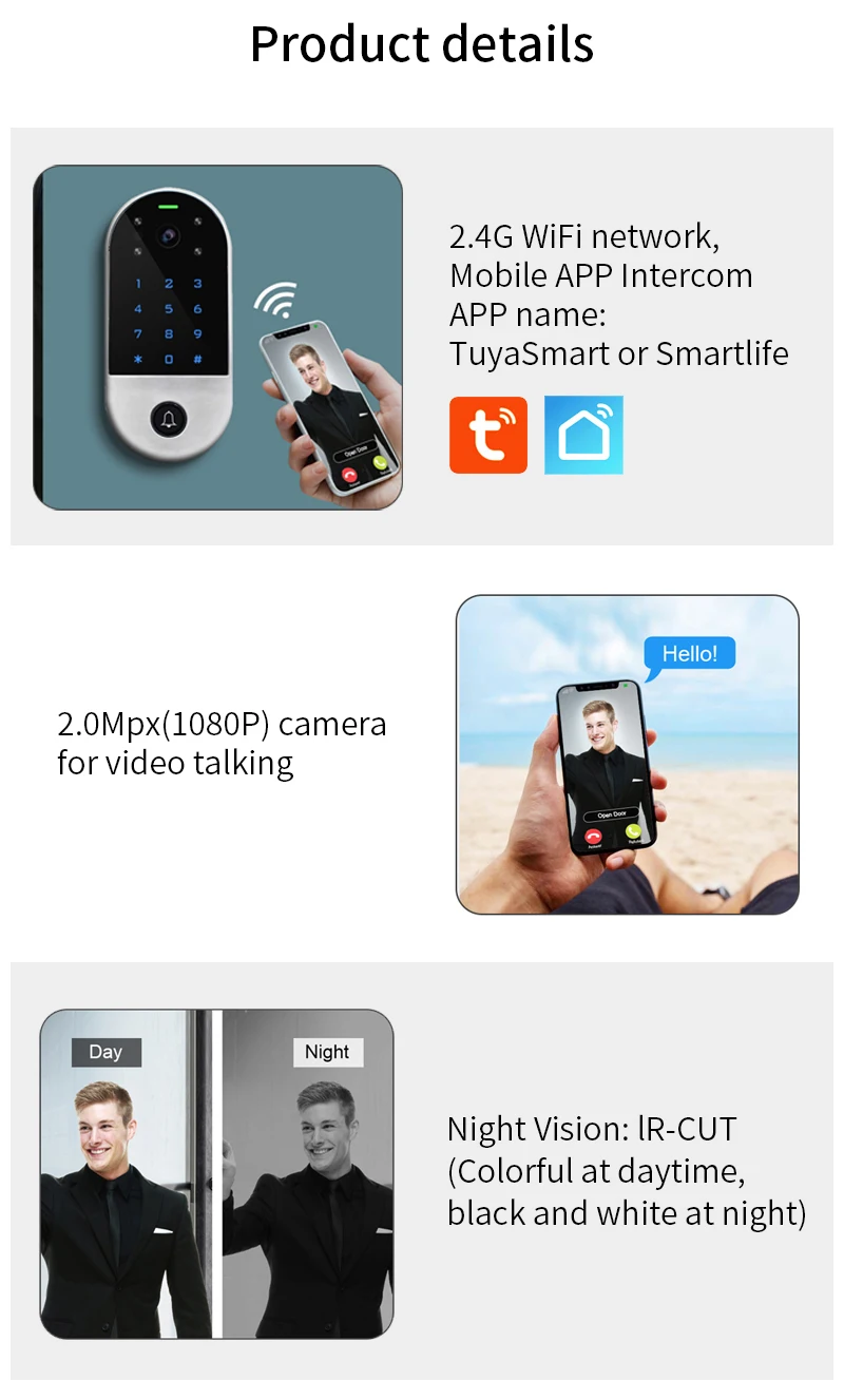 apartment intercom system Video Intercom Access Control System Tuya Smart App& Smartlife APP WIFI Door Peep Camera Intercom For Home Door Remotely Control aiphone intercom system