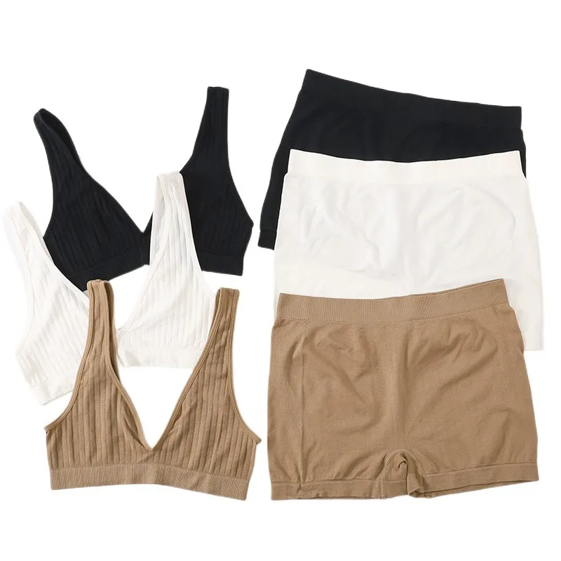 Women Lingerie Set Sexy Bra Set Women Underwear Set Women Seamless Bra Set Female Sport Underwear Vneck Bralette Tops Sexy Lingerie Unlined Brassiere Set Stretchy Girls Crop Tops