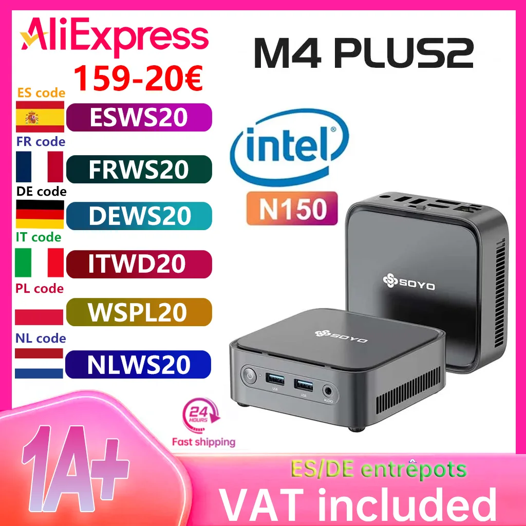 SOYO M4 PLUS2 Mini PC Intel Alder Lake N150 Windows 11 Pro Mini PC