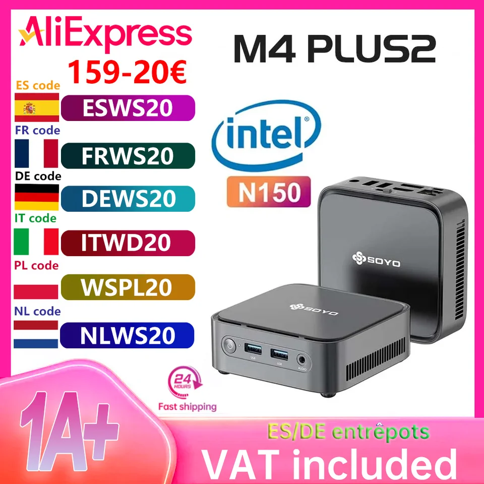 SOYO M4 PLUS2 Mini PC Intel Alder Lake N150 Windows 11 Pro Mini PC