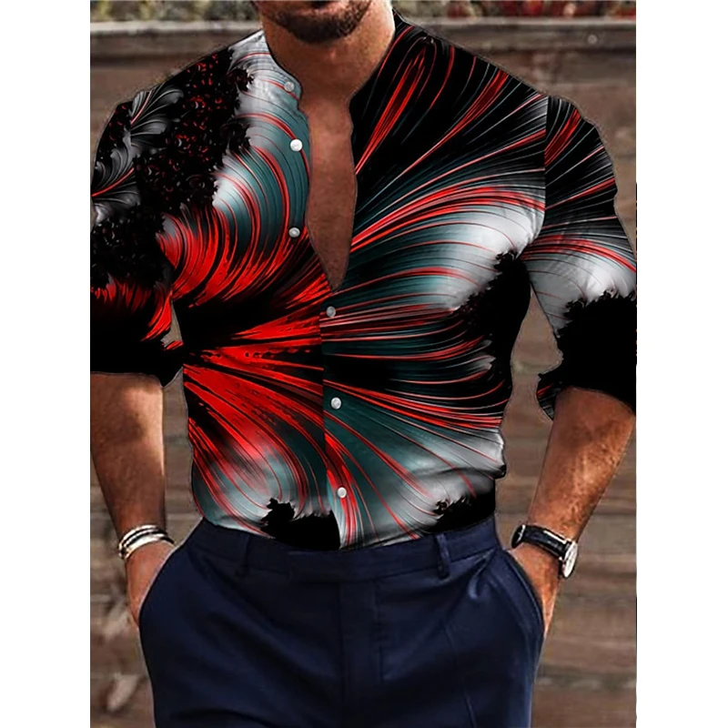 

Luxury Fashion Men Shirts Oversized Casual Shirt Feather Print Long Sleeve Tops Men's Clothes Prom Cardigan High Quality