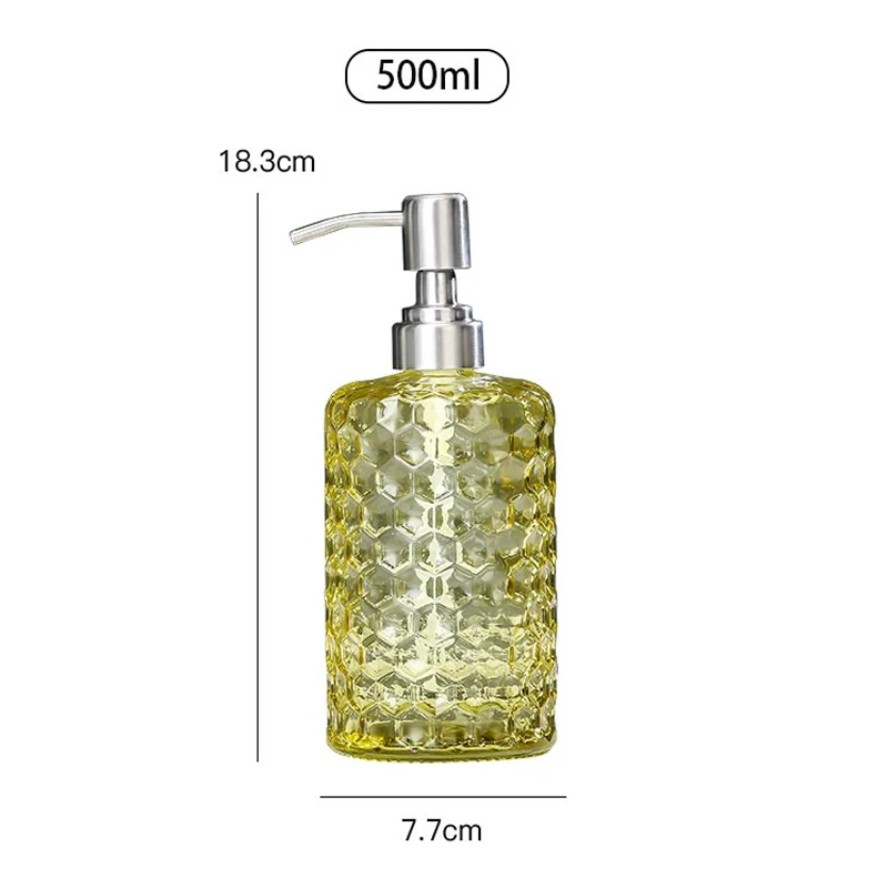 Soap Dispenser Soap Dispenser Bottle European-style 500ml Glass Soap Dispenser Thickened Glass Bottle Shampoo Shower Gel Press Bottle Bathroom Decoration Accessories