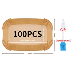 Versatile Large Disposable Air Fryer Liners - Rectangular Parchment Paper (100PCS and Brush)