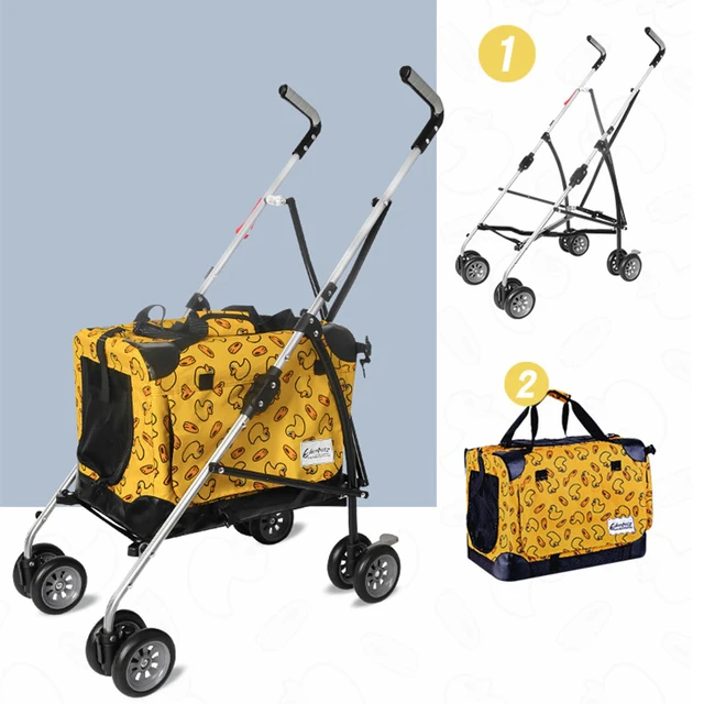Walking Dogs Cats Foldable Pet Strollers Cat Travel Bag Multi-functional Small Dog Strollers Detachable Stroller for Animals 4