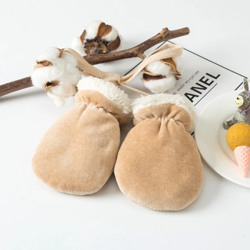 Kids Gloves Winter Baby Full Finger Mittens Thicken Infant Anti-Grab Gloves Fleece Toddler Hand Warmer Mittens Cartoon 0-3Y 4