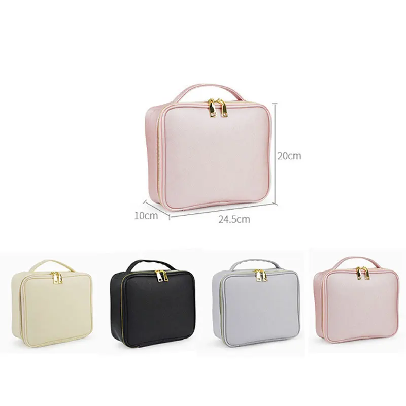 Custom Letters Saffiano Leather New Portable PU Makeup Bag Multi functional Home Travel Wash Bag Waterproof Storage Bag