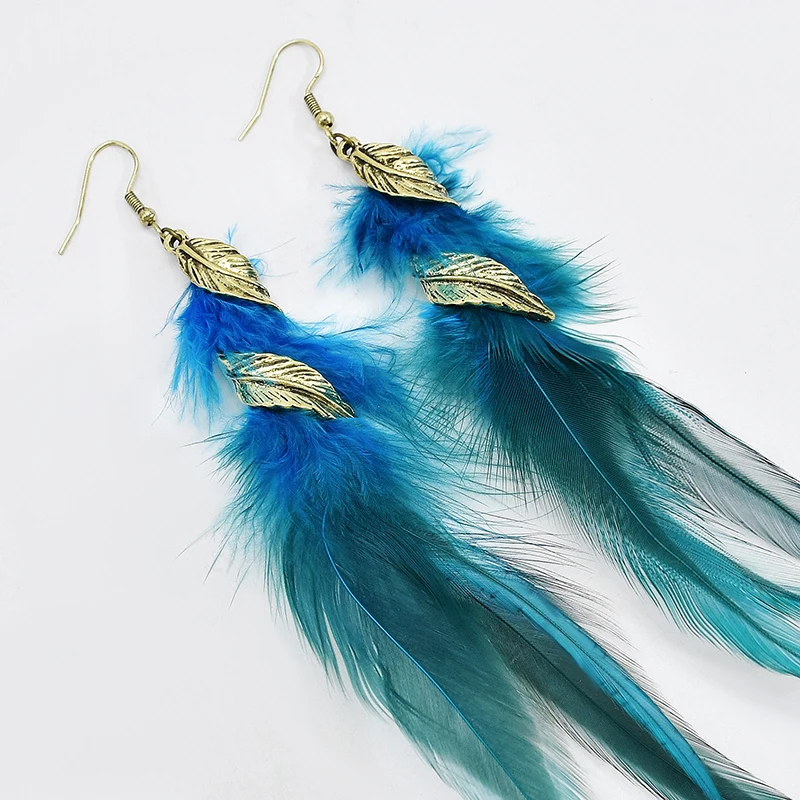 Bohemian Vintage Lange Übertriebene Unregelmäßige Feder Ohrringe für Frauen Ethnische Gold Farbe Twist Blatt Asymmetrie Ohrringe Schmuck
