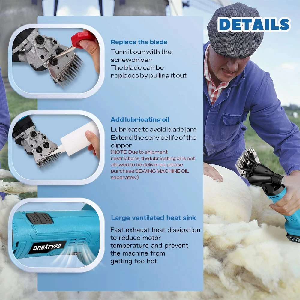 6 Speed 13 Teeth Electric Wool Shears Goat Horse Hair Scissor Wireless Sheep Shearing Farm Clipper tool for Makita 18V Battery 4