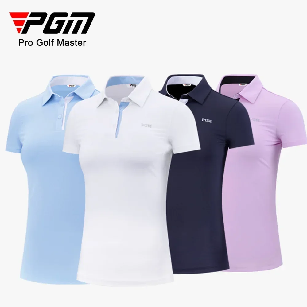 PGM Summer Women Golf Short Sleeved T Shirts Ladies Sports Slim Clothes Quick Dry Breathable Tennis Clothing YF486