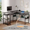 Computer Desk L Shaped 56.7" with LED Lights and Power Outlets, Reversible L Shaped Gaming Desk with Monitor Stand, 4