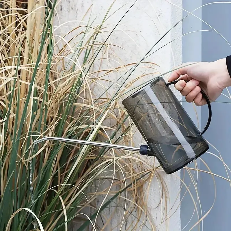 1pc Stainless Steel Long Spout Watering Can with Transparent Scale for Precise Watering of Flowers Potted Plants Greenery