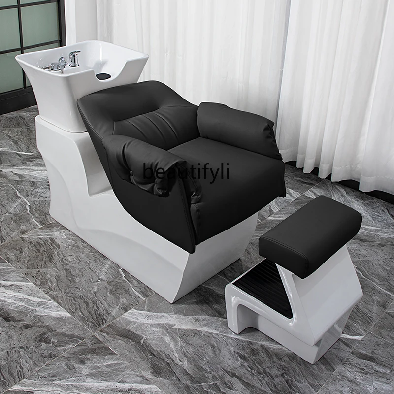 Hair Salon Lying Half Shampoo Chair Barber Shop Simple Sitting High-End Ceramic Basin Flushing Bed