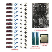 

BTC-B250 12 PCIE 1x 16x Graphics Card Bitcoin Ethereum Miner Mining Motherboard Support 12 GPU LGA1151 DDR4 With Cooling Fan