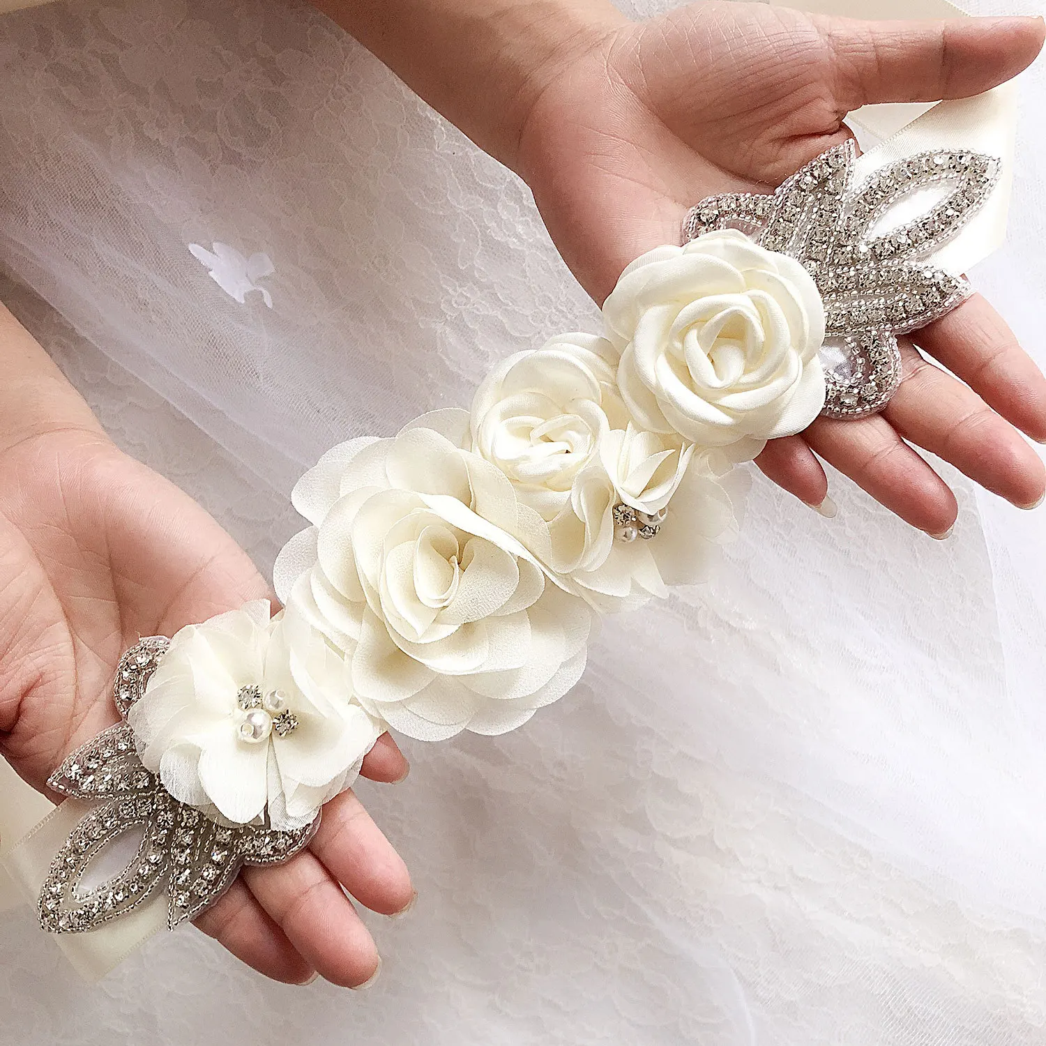 Bridal Waistband Bridal Dress Decoration Wedding Accessories Bridal Belts Satin Flower Sash