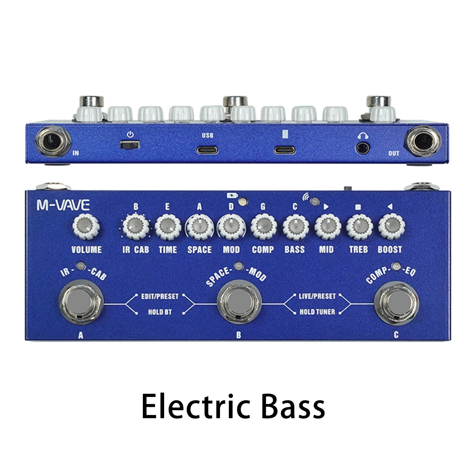 M-vave Cube BABY Multi Effects Pedal Rechargeable Electric Bass Recording Audio Interface Function Cuvave Pedal