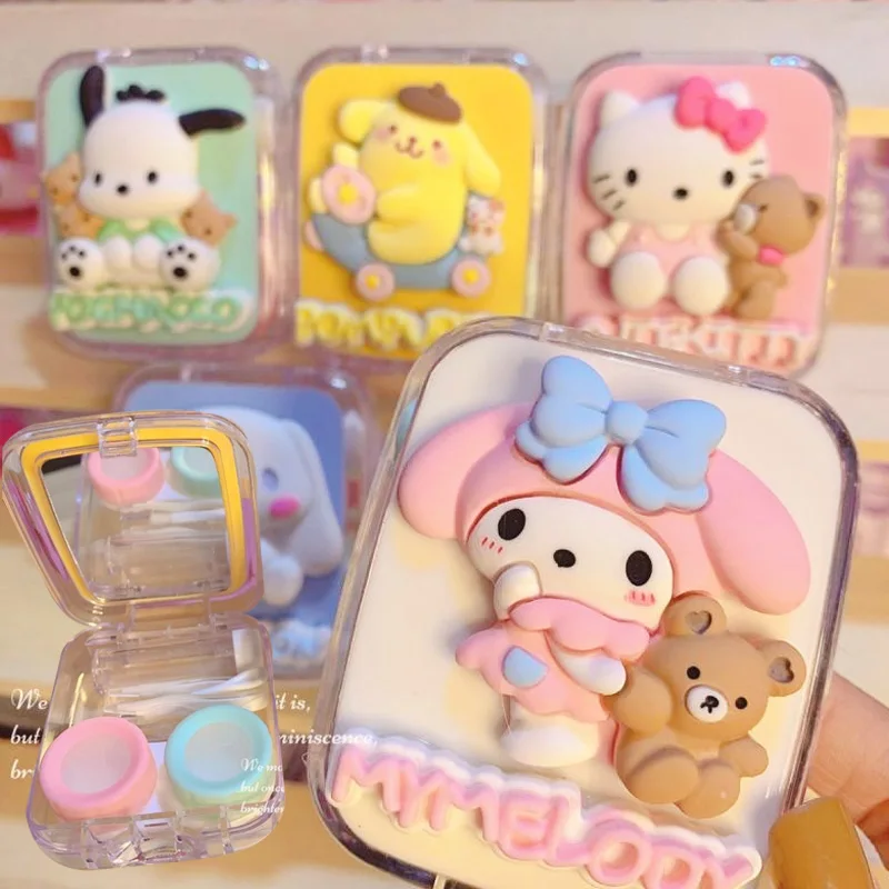 

Kawaii Sanrio Hello Kitty Cinnamoroll My Melody Contact Lens Case Pom Pom Purin Pochacco Contact Lens Care Box Portable Mate Box