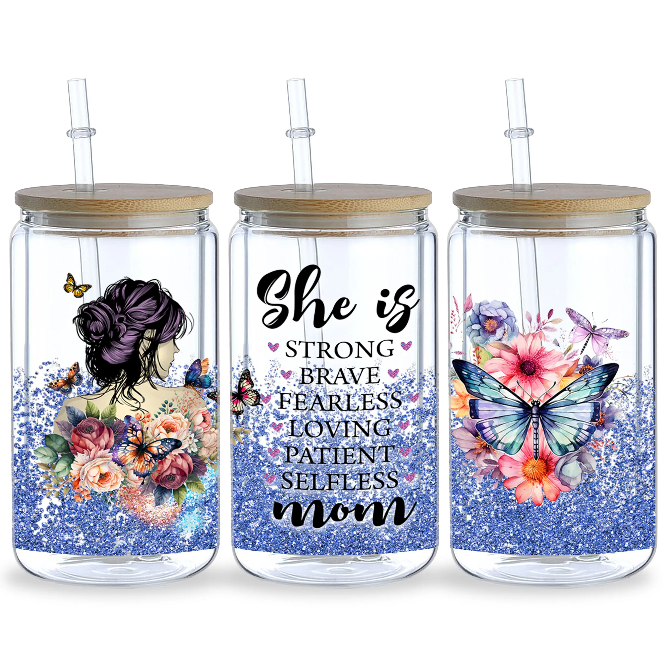 5 Sheets Mother's Day UV DTF Mug Stickers, Glass Movement DTF Transfer Stickers, Waterproof Wipe Transfer Paper for 16 oz Glass