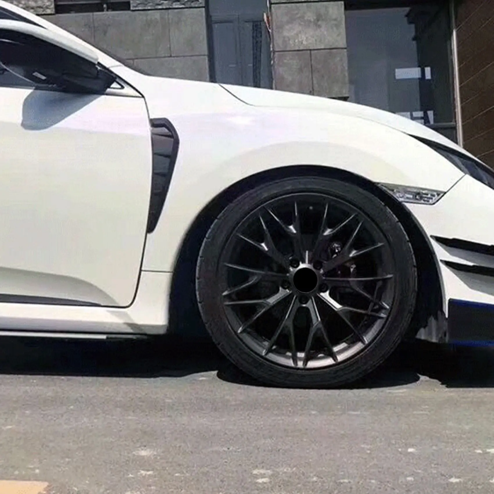 고품질 4피스 자동차 앞 범퍼 립 스플리터 핀 롱 에어 나이프 자동차 바디 키트 자동차 스포일러 (혼다 시빅 10세대 타입R 2019-20용)