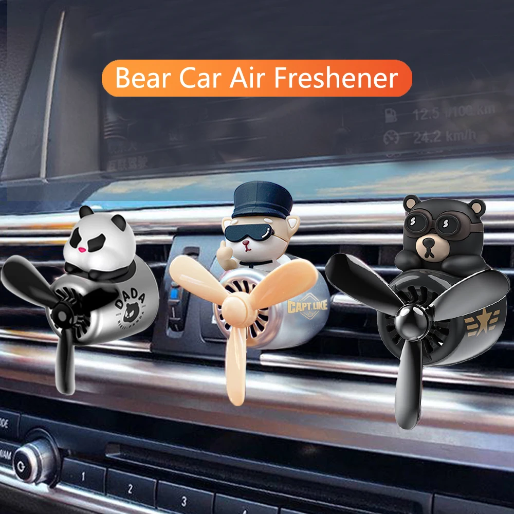 72 KM Teddybär Auto Lufterfrischer Bär Pilot Auto Innen Zubehör Air Outlet  Propeller Duft Bulldog Parfüm Diffusor - AliExpress