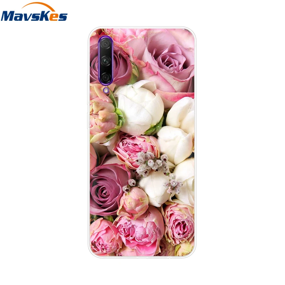 Elegant Floral Design Soft Clear Silicone Phone Case with TPU Bumper