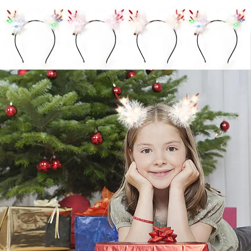 Christmas Antler Headband Christmas LED Hair Hoop Glowing Antler Hairbands LED Hair Hoop Reusable Deer Horn