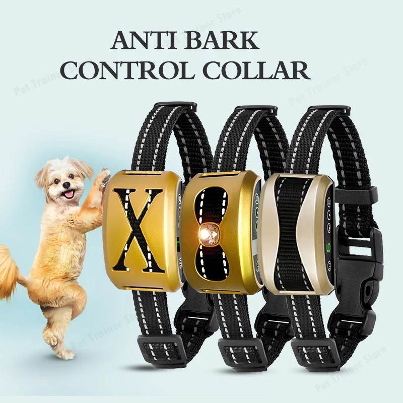 Smart Automatic Anti Barking Dog Collar HD Digital Display IP7 Waterproof Collar For Dog Rechargeable Bark Stopper Barking Stop dog bark deterrent dog collar accessories