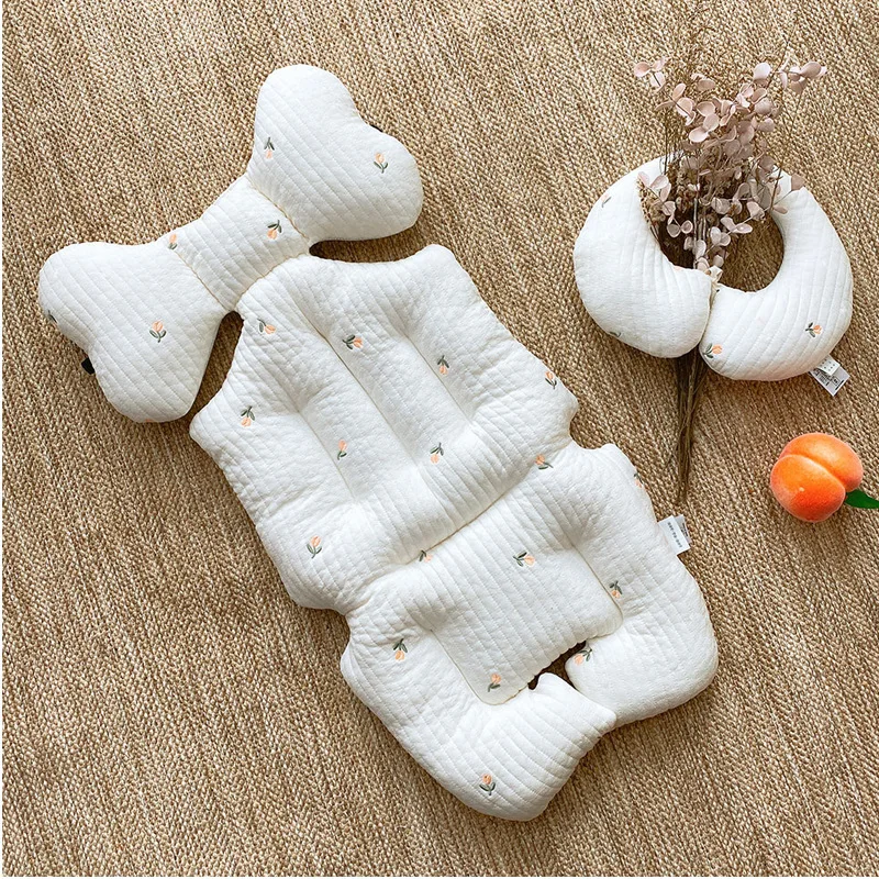 Baby Stroller Cushion Baby Autumn Winter Thickened Embroidered Cotton Pad Breathable Newborn Travel Cotton Pad Baby Strollers classic