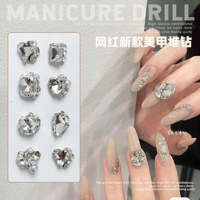 10Pcs Luxury Transparent Pile Diamond Rhinestone Nail Art