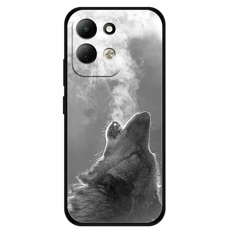 Lion Design Soft Silicone Phone Cover - Black TPU Bumper Case
