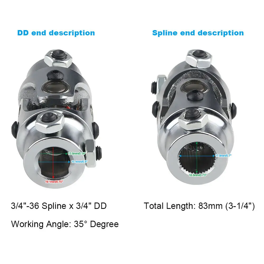 1 4 Drive Universal Joint 3/4-36 Spline X 3/4