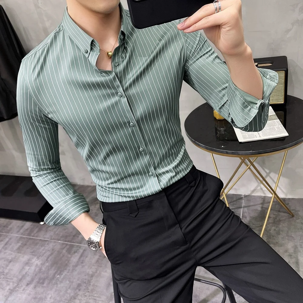 Gestreepte Shirt Heren 2022 Lente Nieuwe Britse Stijl Business Casual Lange Mouwen Iron-Gratis Anti-Rimpel Jurk Shirt heren Kleding