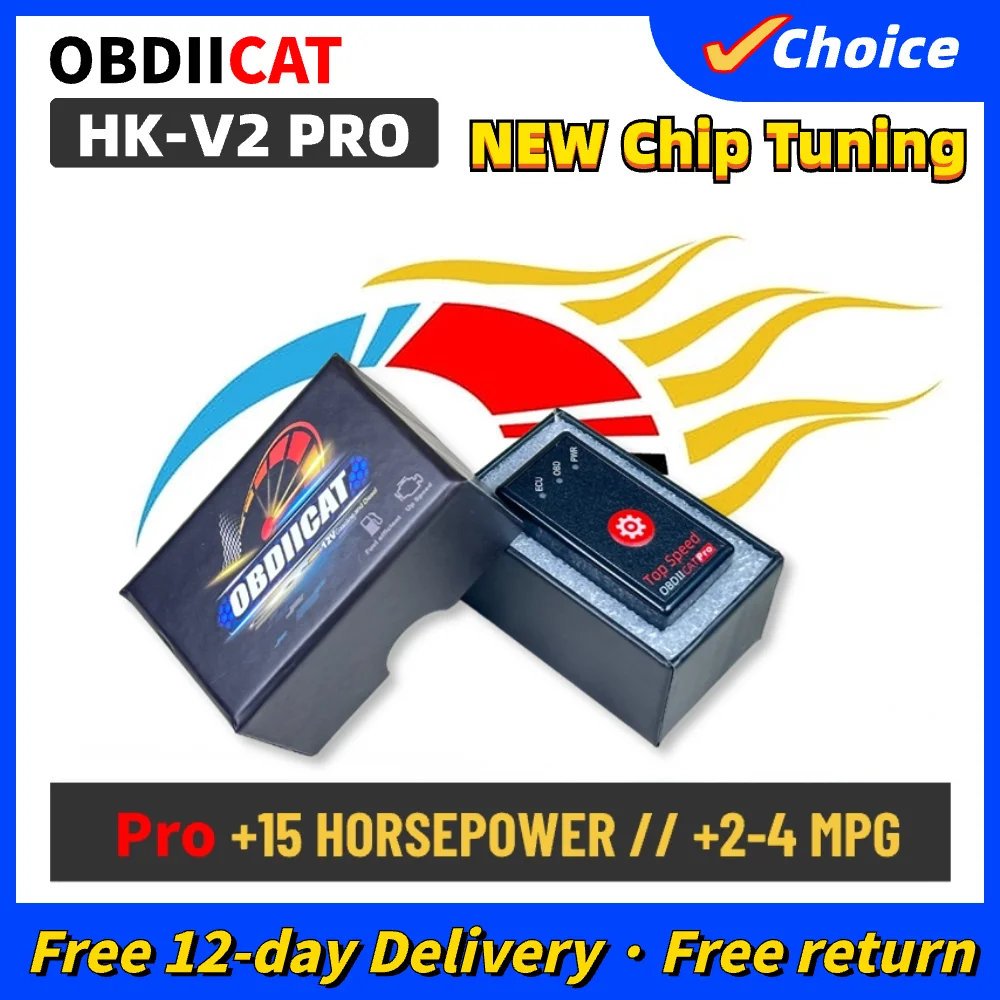 OBDIICAT-Chip Tuning Box, mais Power Torque, Economize Fuel Saver, HK01 para gasolina 12V, Atualização, HK-V2