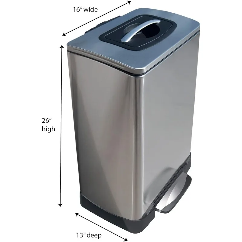 Household Essentials Trash Krusher Manual Trash Compactor, 40 L, Stainless Steel