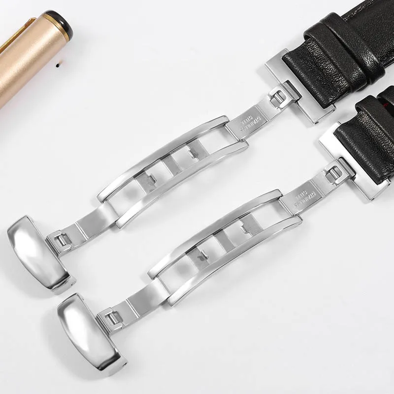 Elegant Genuine Leather Bracelet - Premium Cowhide Watchband Strap, 20mm