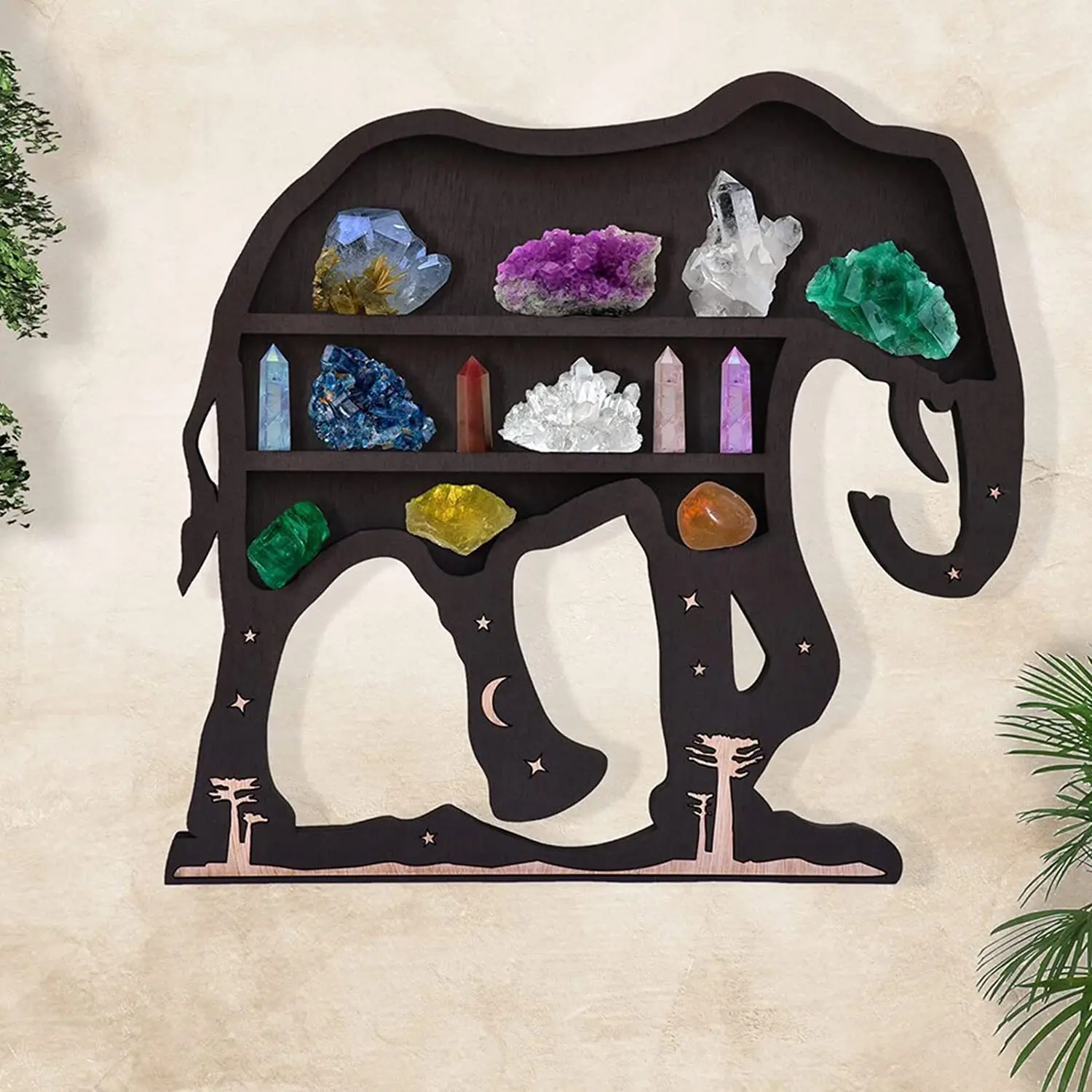 

Home décor elephant gifts moon cat wood crystal shelves bookshelves shelf ornaments