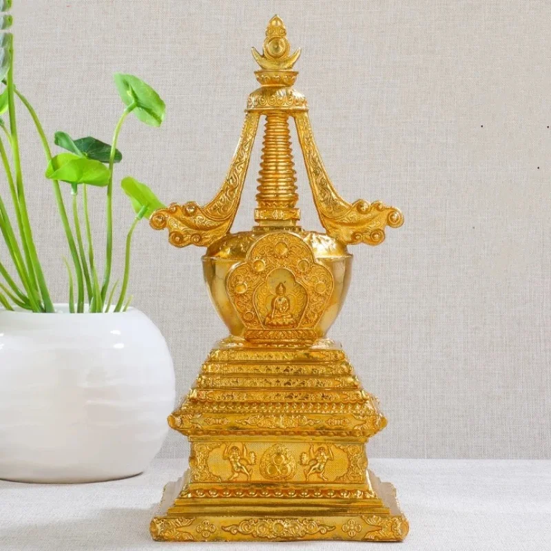 仏像銅の仏塔、彫刻仏教ネパールタワー、金メッキ手工芸品仏教アイテム