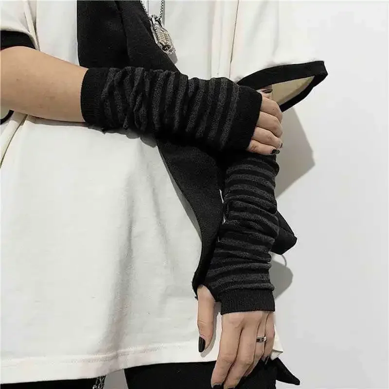 Fingerless Gloves Hip Hop Long Men and Women Knitted Soft Skin Friendly Stretch Winter Arm Warmer