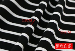 High Elastic 95% Thick Cotton Yarn Dyed Stripe Fabric for Seasonal Sewing and Clothing - 170x50cm (Black white strip)