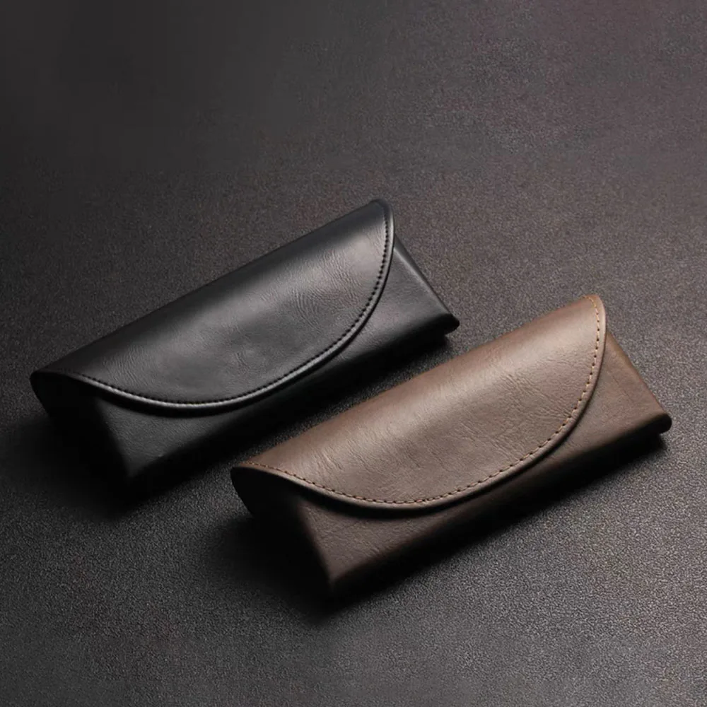 Vintage PU Leather Glasses Box Simple Sunglasses Case Women Men Glasses Portable Pouch Bag Accessories Eyeglasses Storage Case