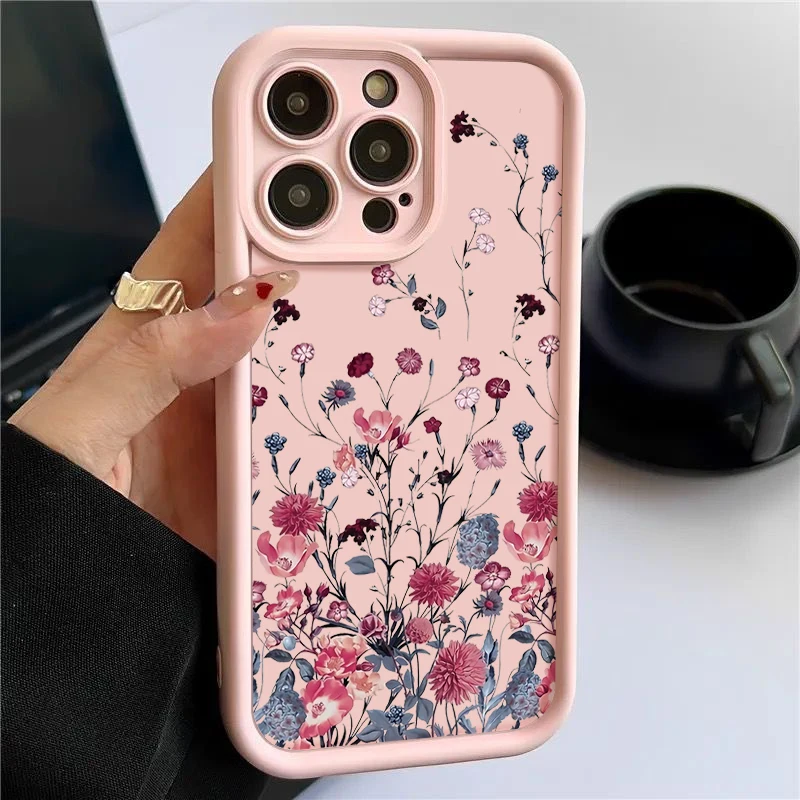 Luxury Red Flower Shockproof Silicone Bumper Phone Case