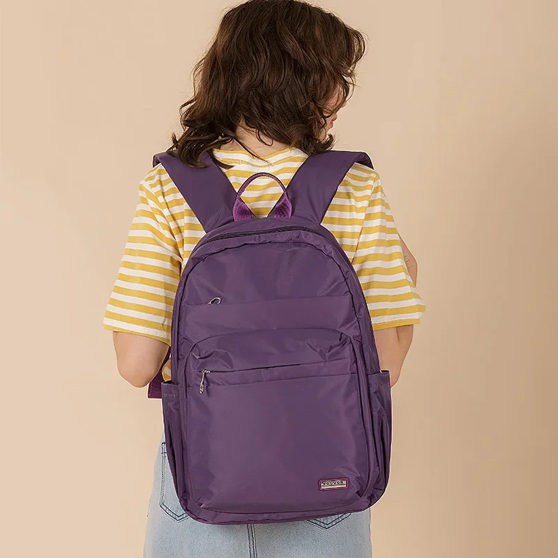 Fouvor Women Waterproof Oxford Simple Versatile Student Bag Canvas 2024 Large Capacity Travel Backpack Lady School Bag 2800-14 3