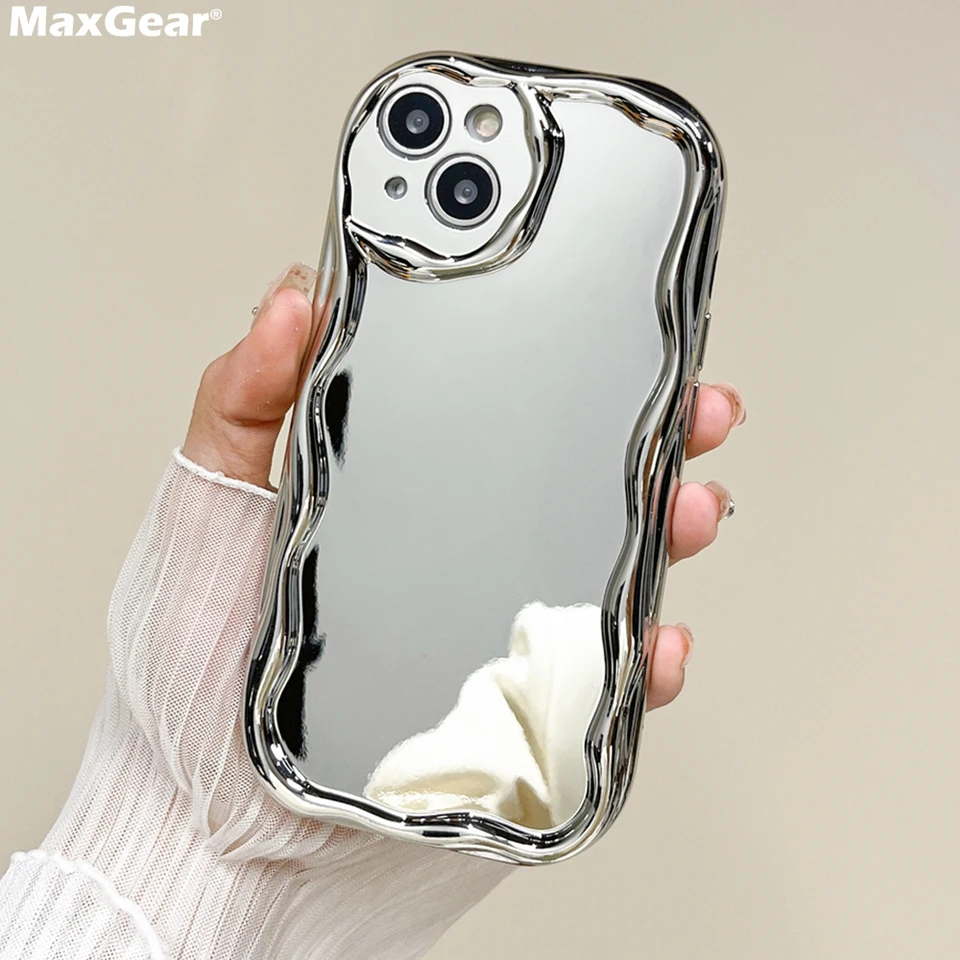 Luxury Plating Wave Curvy Aesthetic Case For iPhone 14 13 12 11