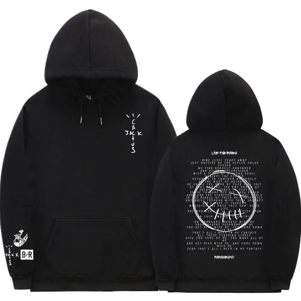 

Cactus Jack Double Sided Logo Print Hoodie Male Fleece Cotton Hoodies Men Women Oversized Hop Style Sweatshirt Hood Pullover
