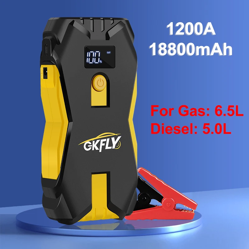 Gkfly 1200A Car Jump Starter 18800Mah Portable Power Bank 12V Car Battery Booster Device Avviamento Per Gas6.5/Diesel 5L