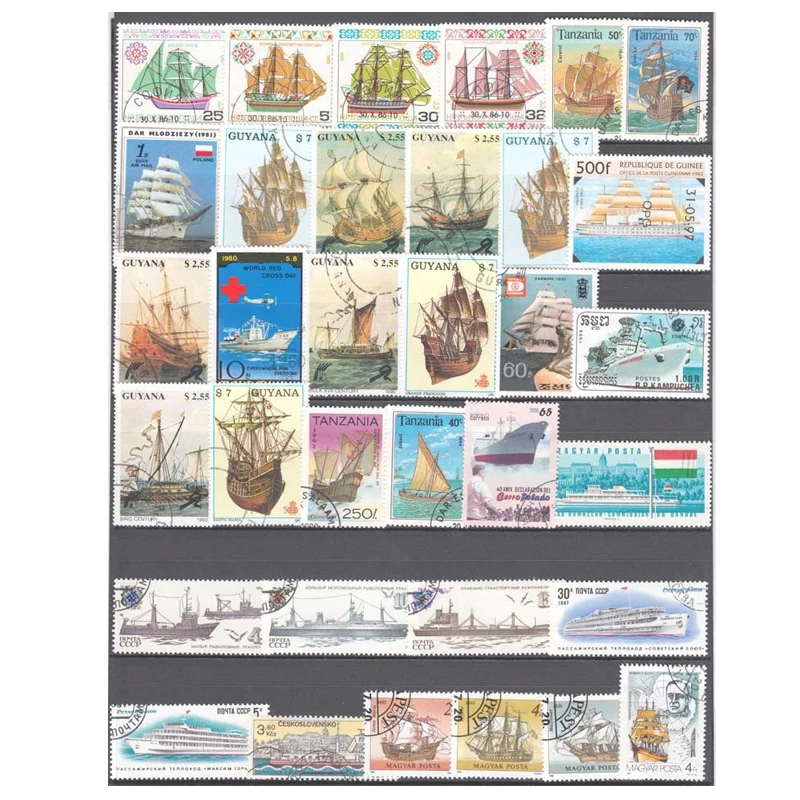 Postage Stamps Stickers 50 Pcs/Lot Sailboat Boat Unused Postage Stamps with post Mark Good Condition Collection Stamp No Repeat