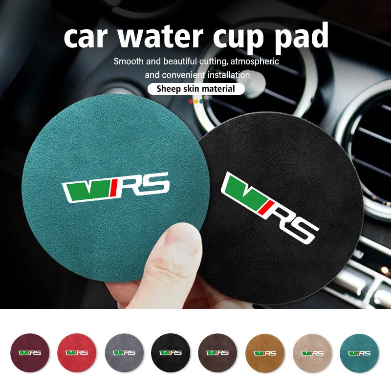 2pcs Sheepskin Car Coaster Water Cup Holder Anti-skid Slot Pad For Skoda VRS Octavia 2 3 Kamiq MK3 Kodiaq Karoq Superb Fabia