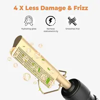 Double tension 450 ℉   Peigne lisseur électrique professionnel anti-brûlure pour barbe, peigne chauffant pour coiffage 3