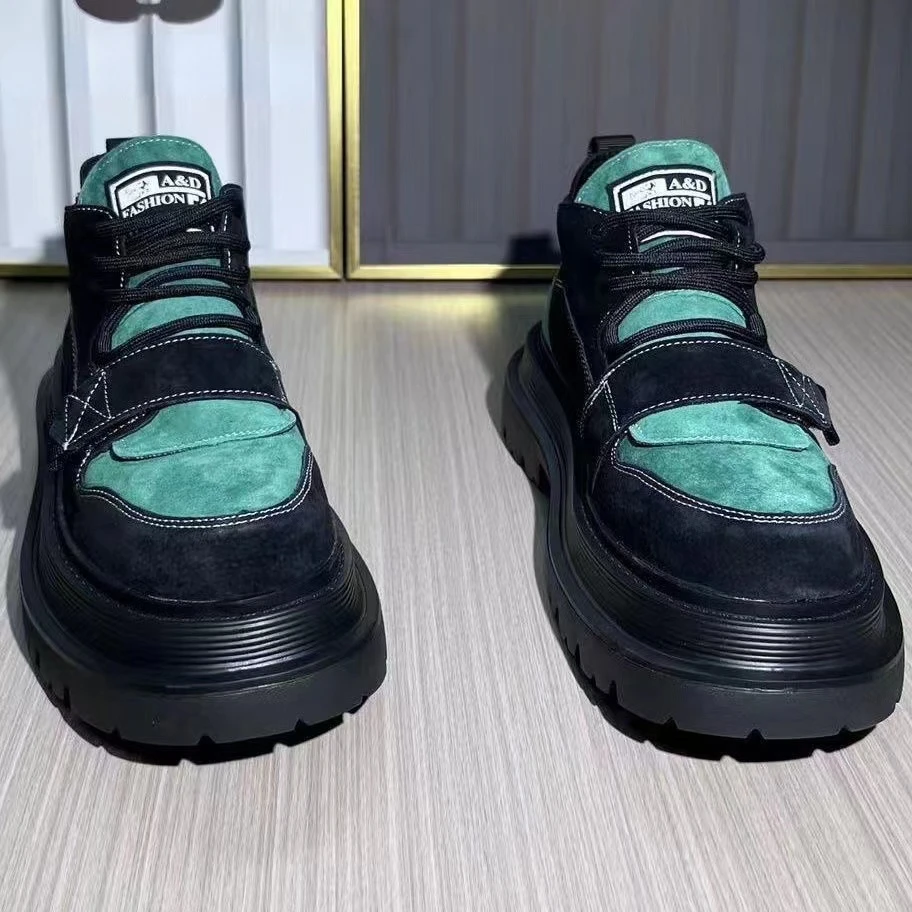 Herbst Neue Marke Color Block Designer Gothic Biker Herren Casual Leder Outdoor Schuhe Stiefeletten für Männer_voghion.com