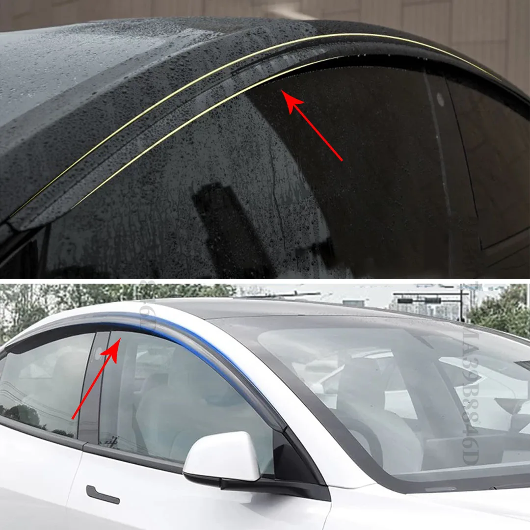 Model Y For Tesla-Decoration Extension Accessories Tuning Rain Guard Brow Trim 4PCS Window Visors Shade Wind Deflector